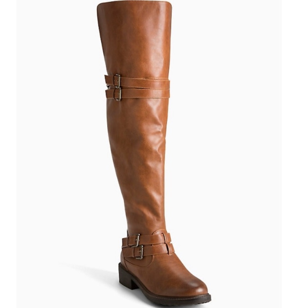 TORRID OVER THE KNEE MULTI STRAP WIDE WIDTH BOOTS
